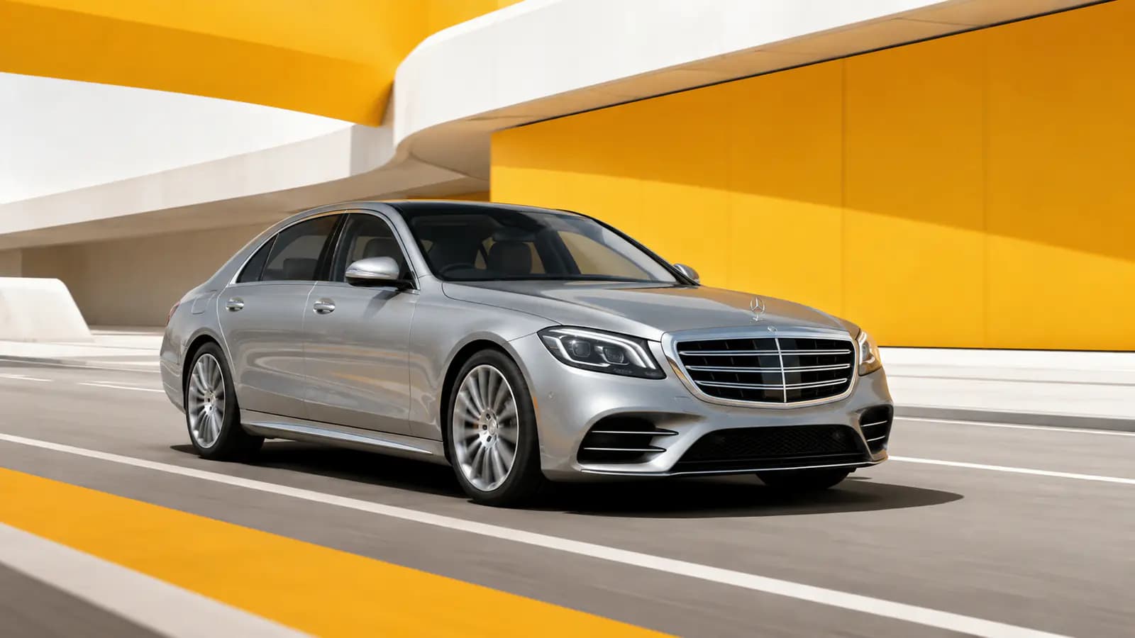 Mercedes Limousine auf einer Straße in Luxemburg