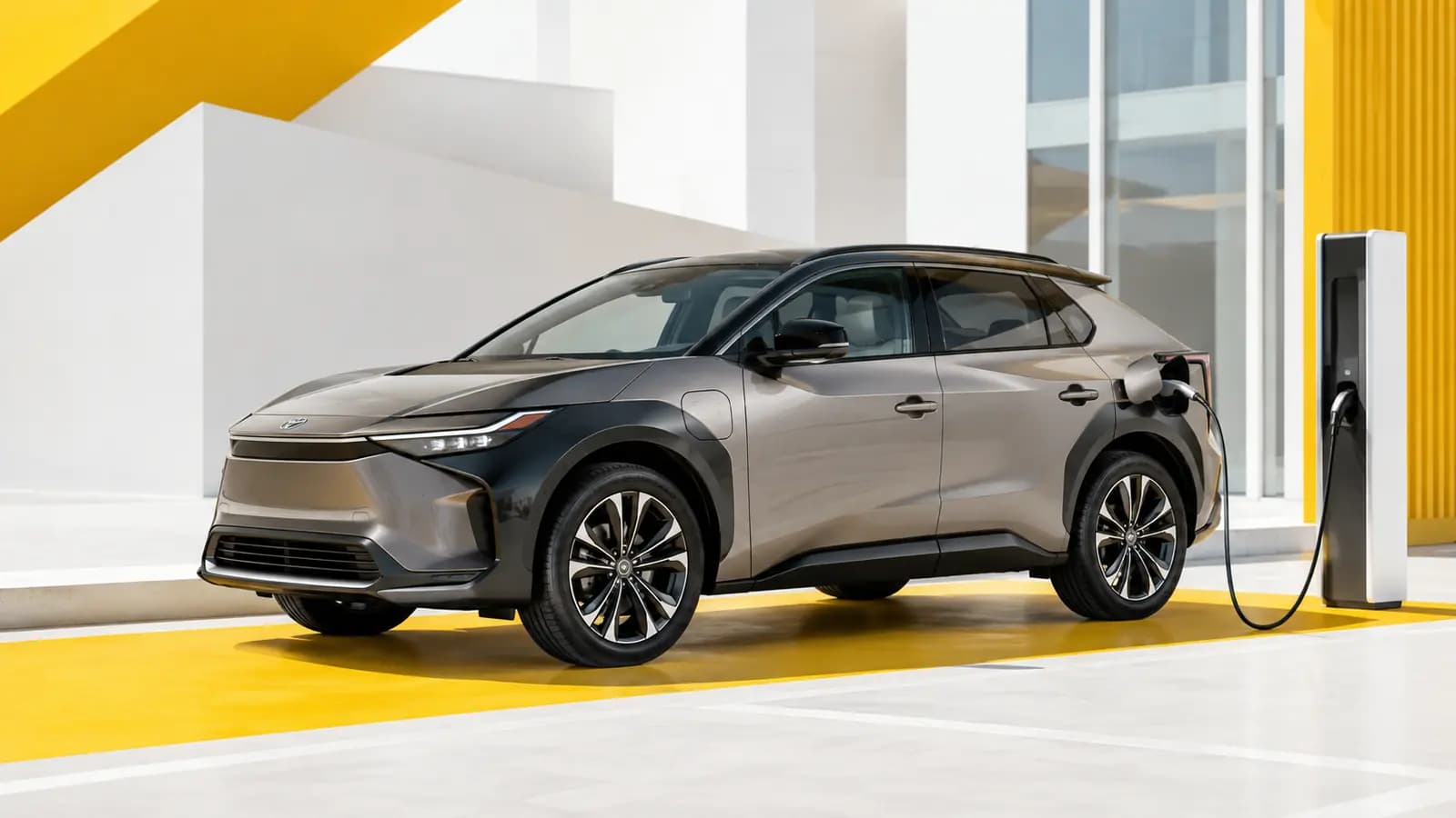 Toyota bZ4X branche à une borne publique