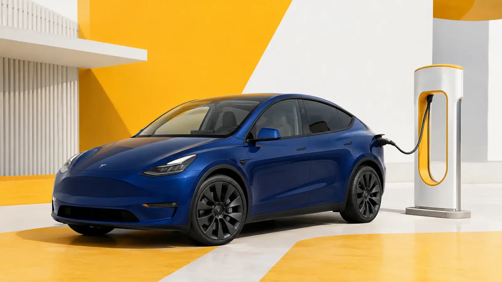 Tesla branchée à un Superchargeur